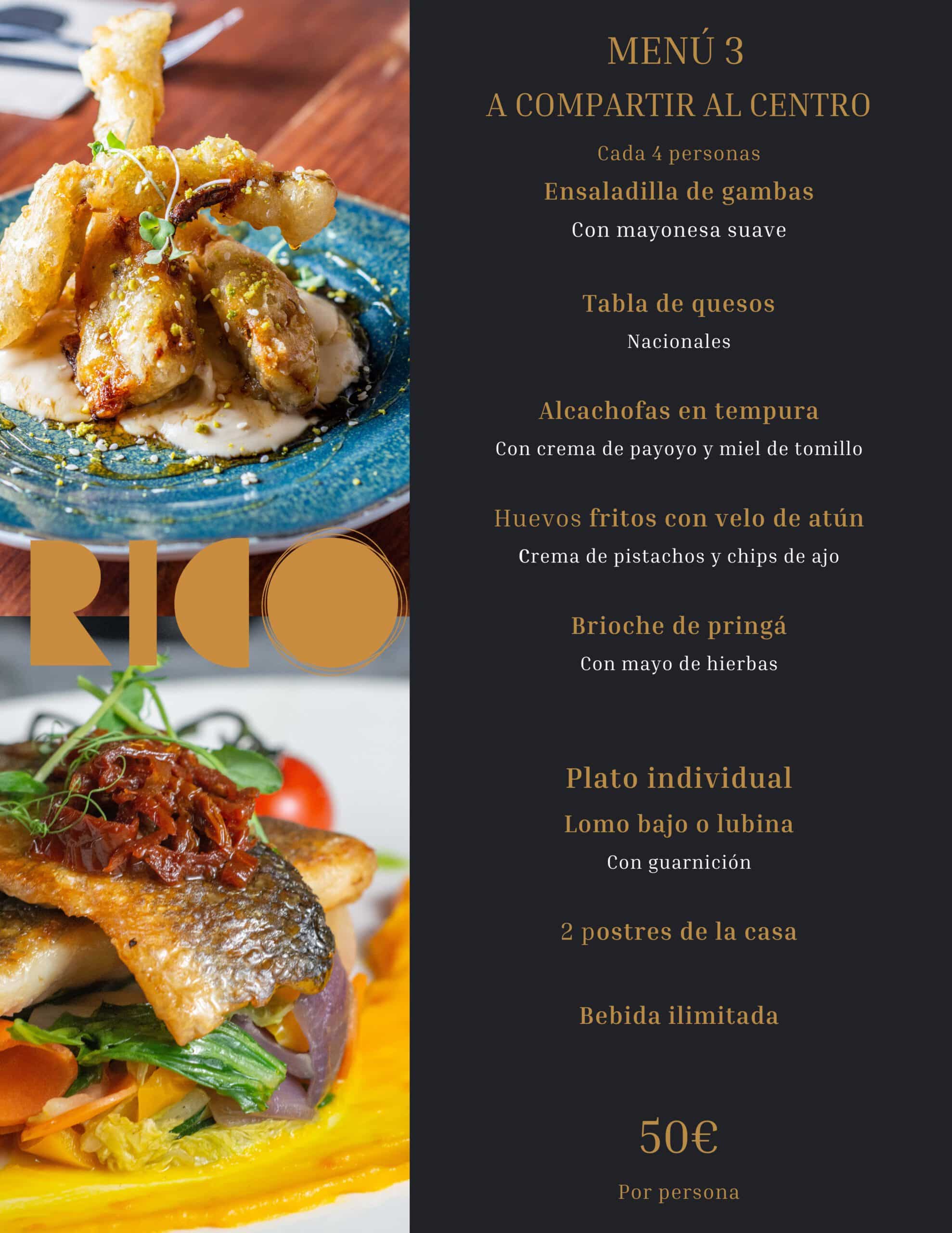 Menús de grupo RICO Navidad 2024